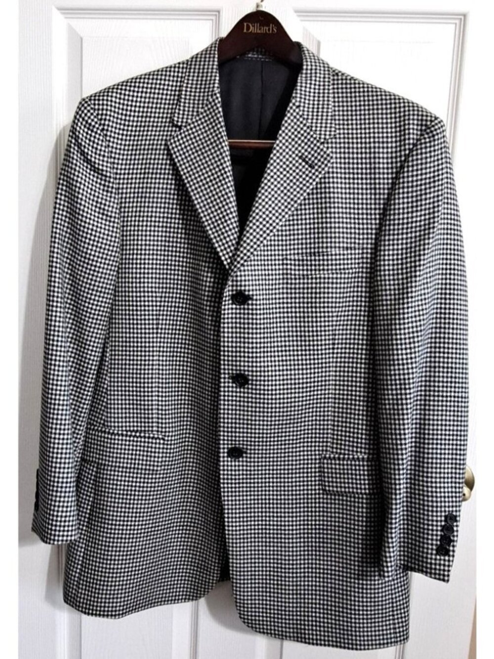 Murano for Dillard's Men's 42R Cashmere/Wool Black Houndstooth 3-Button Blazer